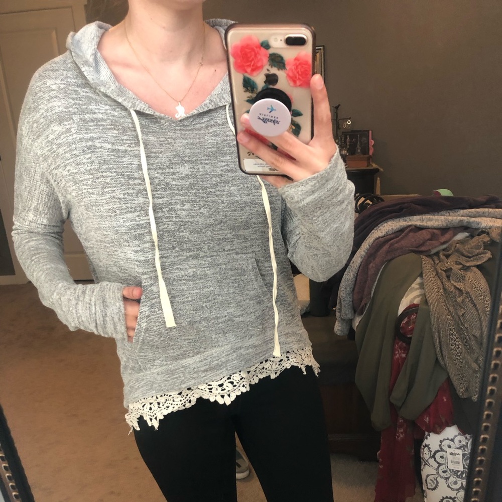 Lace Trimmed hoodie